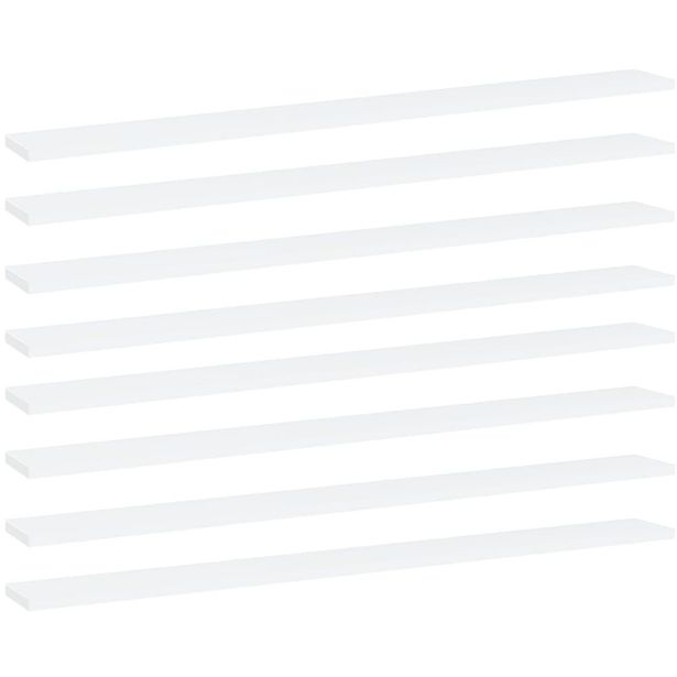 Kirjahyllytasot 8 kpl valkoinen 100x10x1,5 cm lastulevy_1