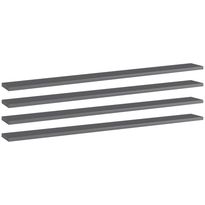 Hyllylevyt 4kpl korkeakiilto harmaa 100x10x1,5 cm