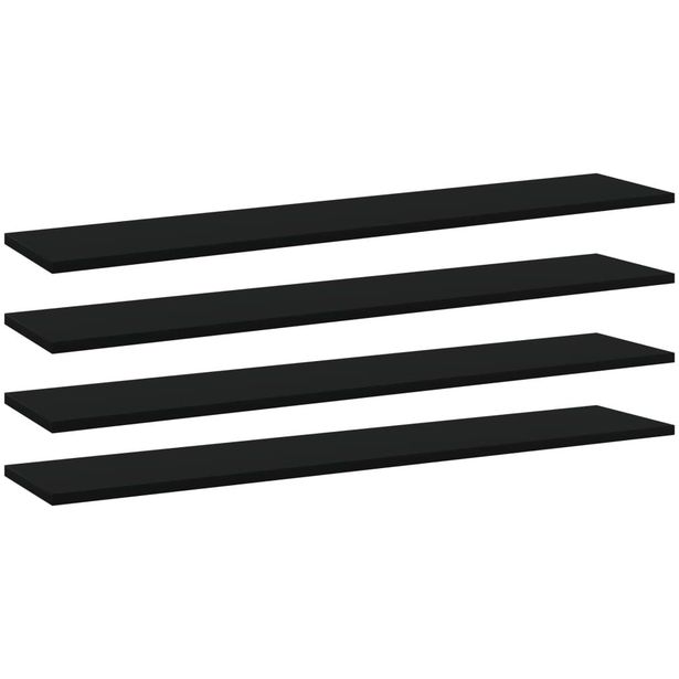 Kirjahyllytasot 4 kpl musta 100x20x1,5 cm lastulevy_1