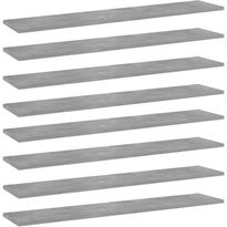 Hyllylevyt 8 kpl betoninharmaa 100x20x1,5 cm lastulevy