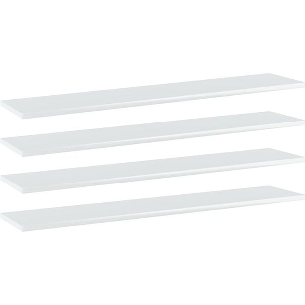Kirjahyllytasot 4 kpl korkeakiilto valk 100x20x1,5cm_1