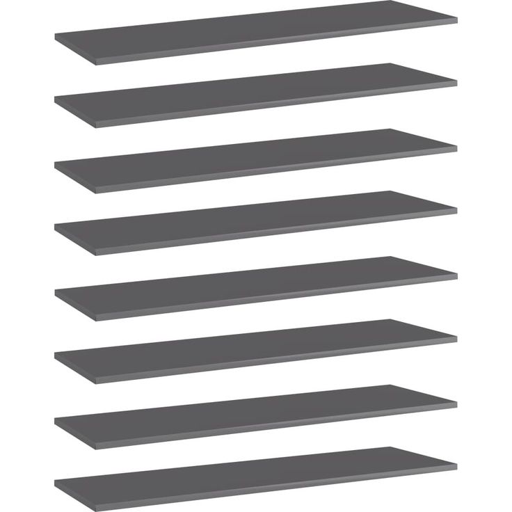 Kirjahyllytasot 8kpl korkeakiilto harmaa100x30x1,5 cm_1