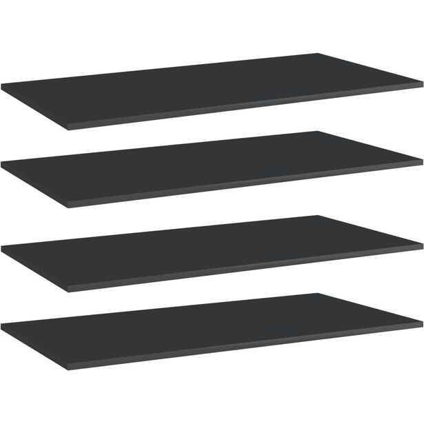 Kirjahyllytasot 4 kpl korkeakiilto musta 100x50x1,5 cm_1