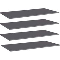 Hyllylevyt 4kpl korkeakiilto harmaa 100x50x1,5 cm