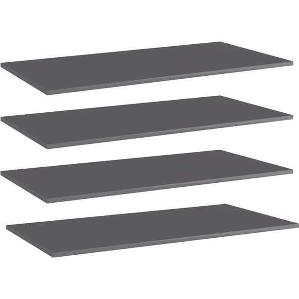 Kirjahyllytasot 4kpl korkeakiilto harmaa 100x50x1,5 cm_1