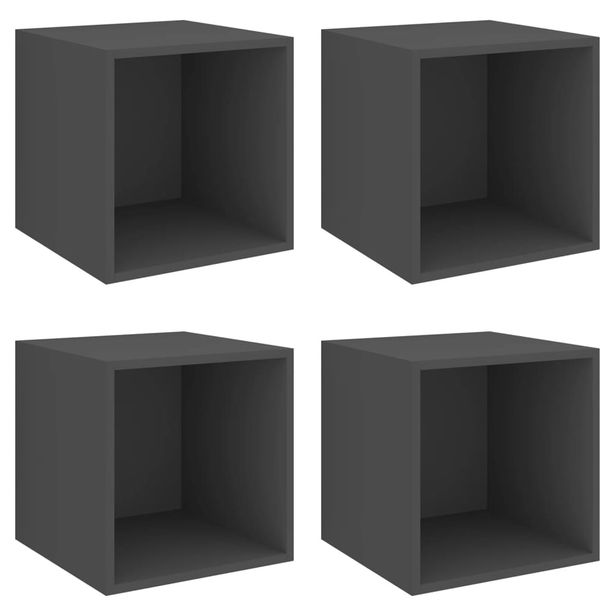 Seinäkaapit 4 kpl, harmaa, 37x37x37 cm