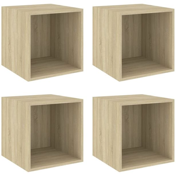 Seinäkaapit 4 kpl, Sonoma-tammi 37x37x37 cm