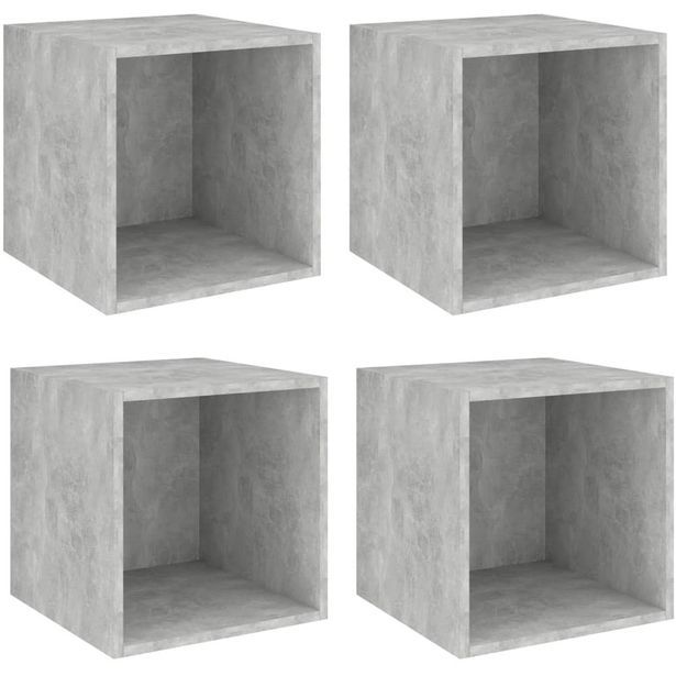Seinäkaapit 4 kpl, betoninharmaa, 37x37x37 cm