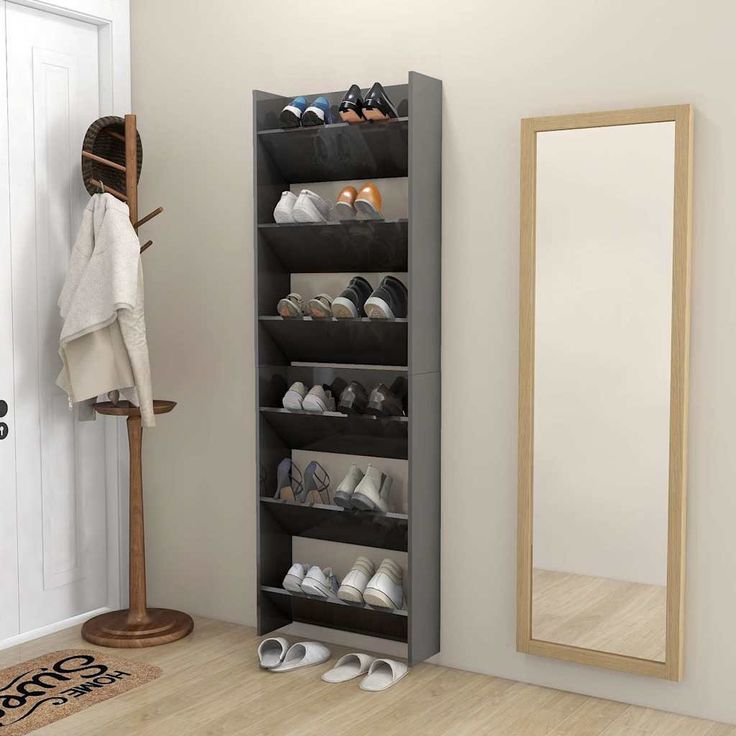 Seinäkenkäkaappi fineprice, 2kpl, harmaa, 60x18x90 cm