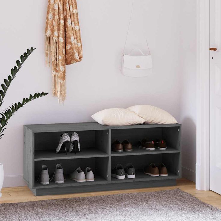 Kenkäkaappi fineprice, harmaa, 110x34x45 cm, täysi mänty