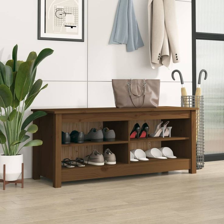 Kenkäkaappi fineprice vidaXL, hunajanruskea, 110 x 38 x 45,5 cm, täysi mänty
