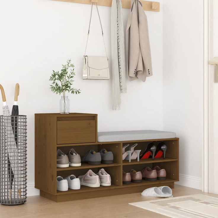 Kenkäkaappi fineprice, hunajanruskea, 110 x 34 x 61 cm, täysi mänty