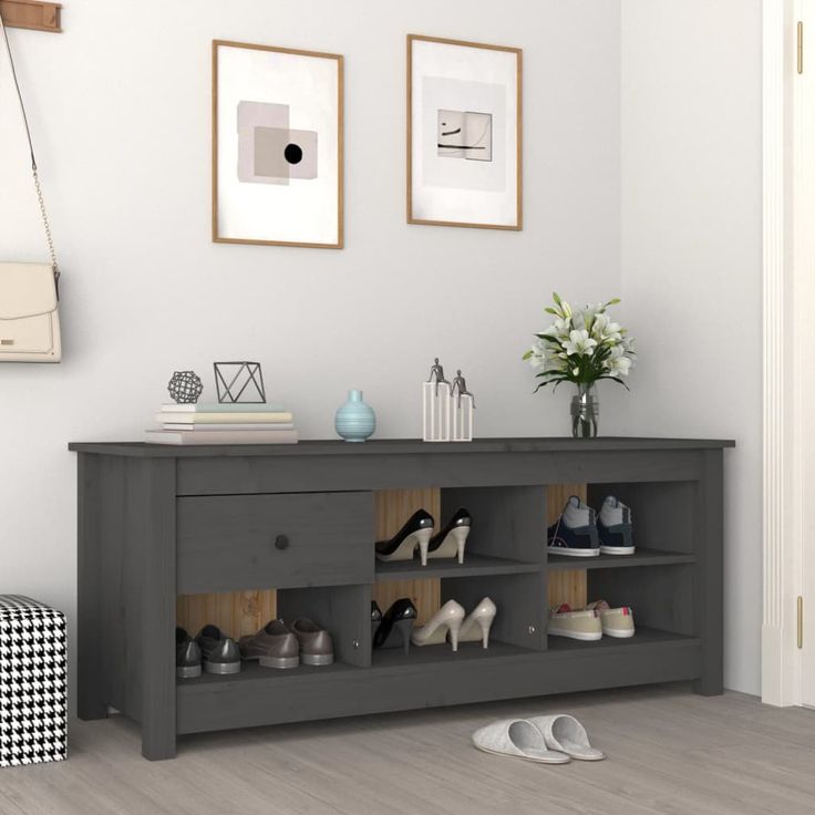 Kenkäkaappi fineprice, harmaa, 110 x 38 x 45,5 cm, täysi mänty