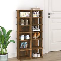 Kenkäteline FinePRICE, 27,5 x 27 x 102 cm, savutammi, tekninen puu, 2 kpl