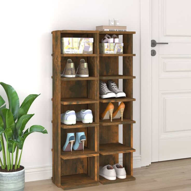 Kenkäteline fineprice, savutammi, 2kpl, 27,5 x 27 x 102 cm, tekninen puu