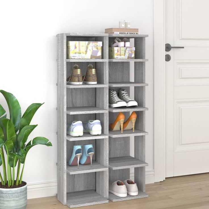Kenkäteline fineprice, 2kpl, harmaa Sonoma, 27,5 x 27 x 102 cm