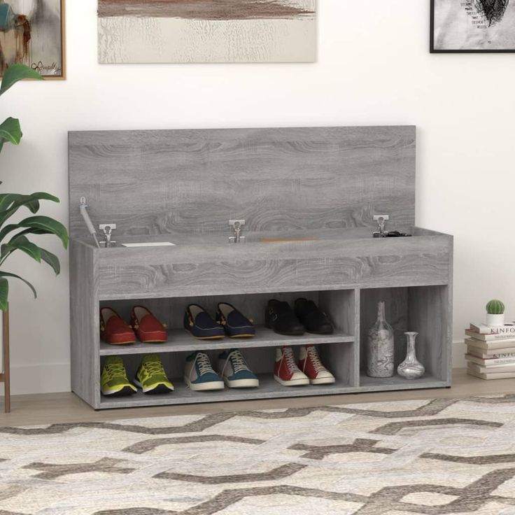 Kenkäpenkki fineprice Sonoma, harmaa, 105 x 30 x 45 cm