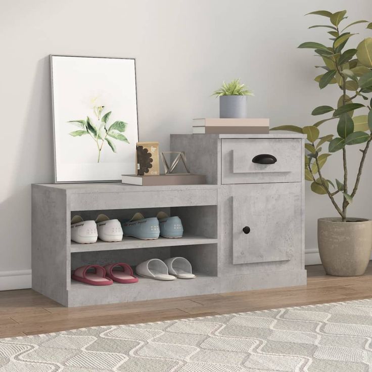 Kenkäkaappi fineprice, betoninharmaa, 100x42x60 cm