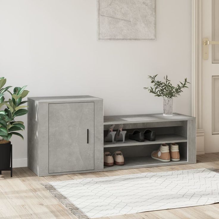 Kenkäkaappi fineprice, betoninharmaa, 130 x 35 x 54 cm