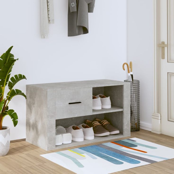 Kenkäkaappi fineprice, betoninharmaa, 80 x 35 x 45 cm, tekninen puu