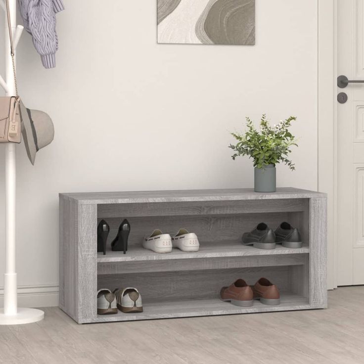 Kenkäteline fineprice Sonoma, harmaa, 100x35x45 cm, tekninen puu