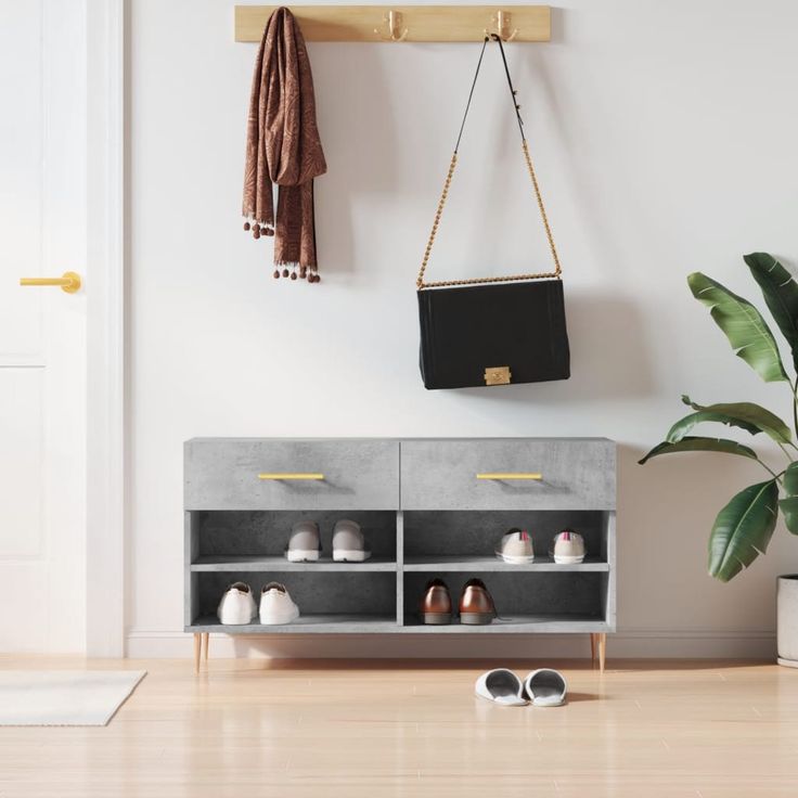 Kenkäpenkki fineprice, betoninharmaa 102x35x55 cm tekninen puu