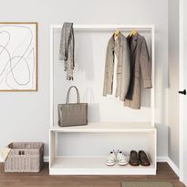 Vaateteline kenkähyllyllä FinePRICE, valkoinen, 113 x 40 x 157,5 cm, täysi mänty
