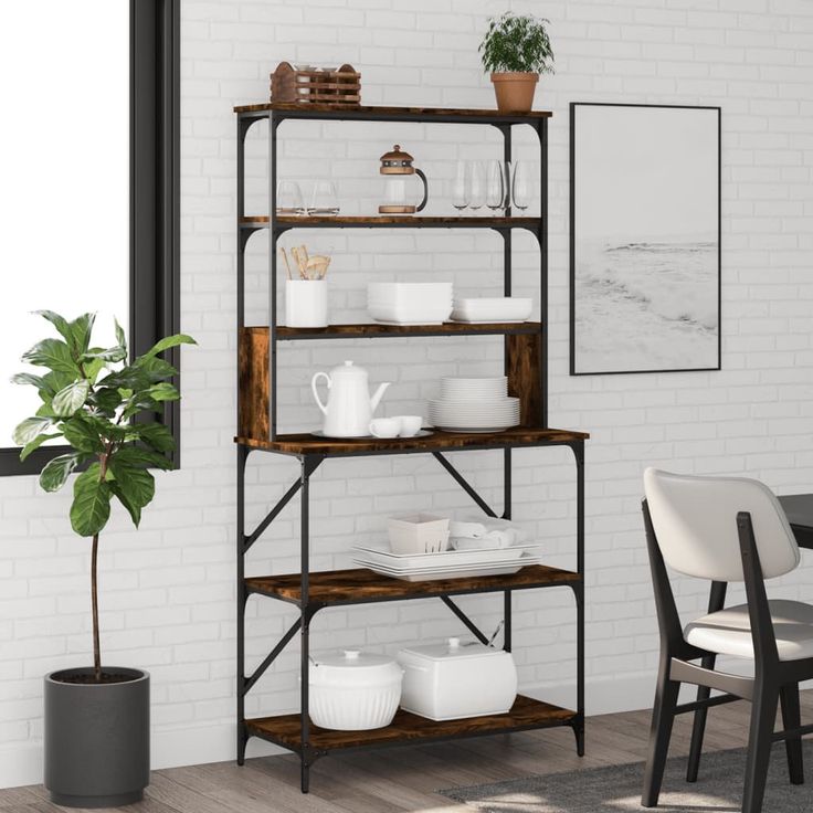 Leipurihylly fineprice, 6 kerrosta, savutammi, 90x40x180 cm