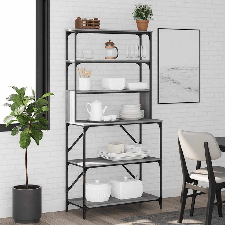 Leipurihylly fineprice Sonoma, 6 kerrosta, harmaa, 90x40x180 cm, tekninen puu