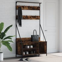 Naulakko kenkätelineellä FinePRICE, 100x41x184 cm, savutammi