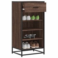 Kenkäteline FinePRICE Sonoma, 48 x 38 x 97,5 cm, ruskea tammi, laatikolla, mustalla rungolla