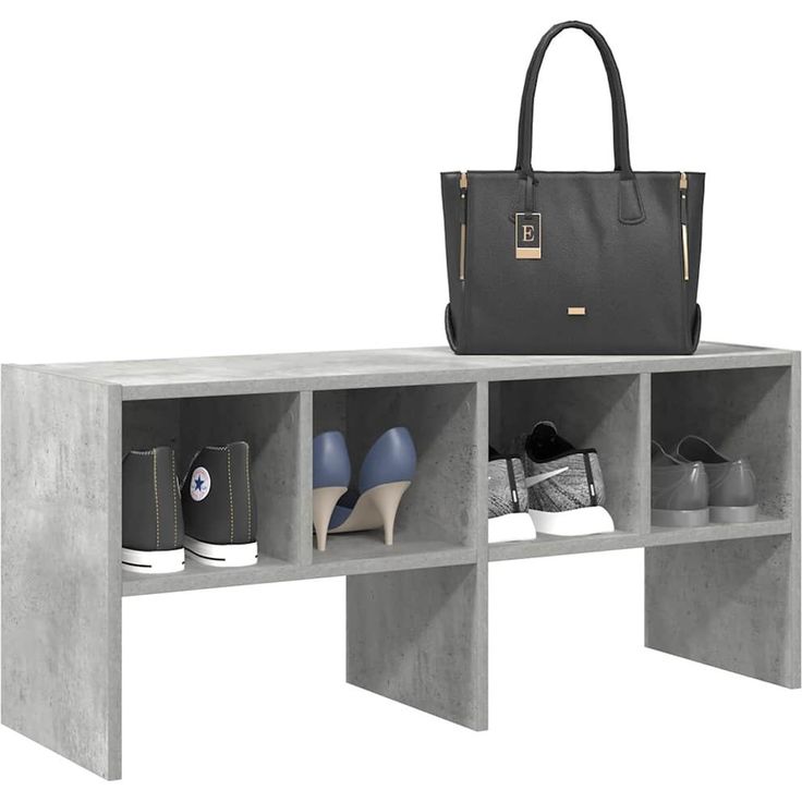 Pinottava kenkäteline fineprice Betoni, harmaa, 89,5x30x40 cm