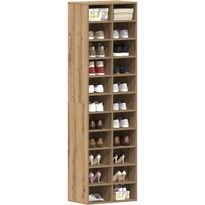 Kenkäteline FinePRICE, 54 x 34 x 183 cm, ruskea tammi