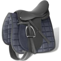 Satulasarja 16&quot;, 14cm 5-in-1, aitoa nahkaa, musta