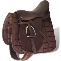 Satulasarja 17.5&quot;, 12 cm 5-in-1, aitoa nahkaa, ruskea