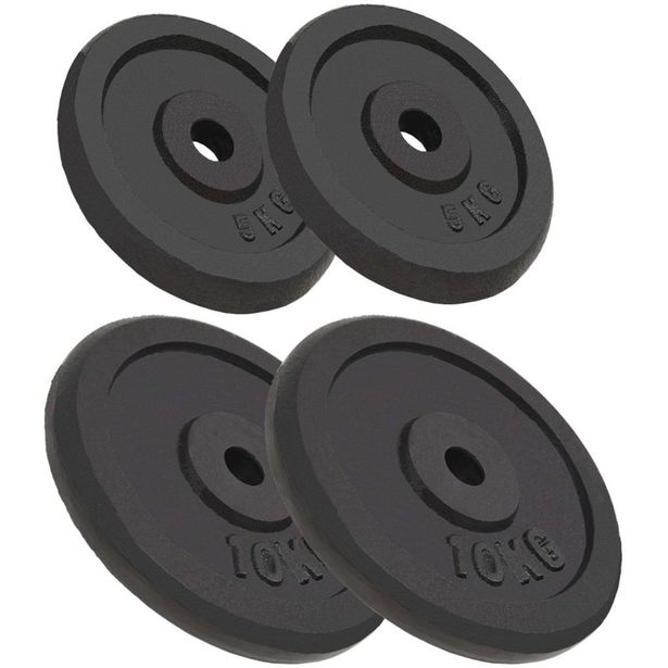 Levypainot, 4kpl, 2x10kg + 2x5kg, valurauta