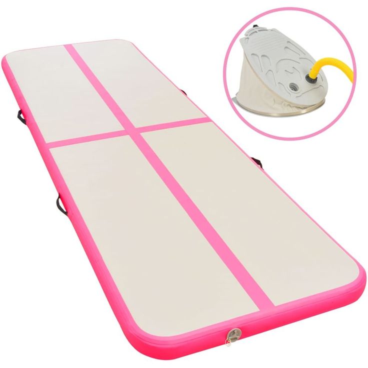 Voimistelumatto, täytettävä, pumpulla 300x100x10cm, PVC, pinkki