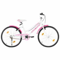 Lasten pyörä 24" pinkki/valkoinen