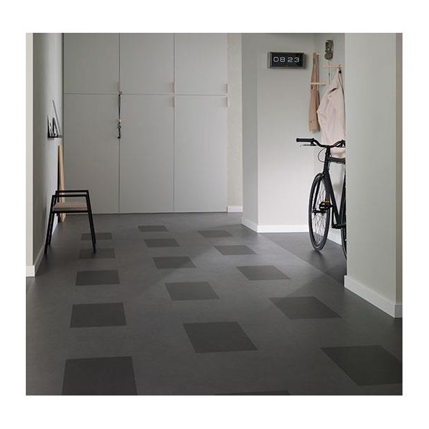 Linoleumilaatta Forbo Marmoleum Click Volcanic Ash, 30x60cm, tumma harmaa