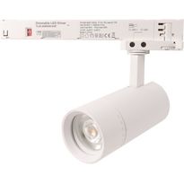 Kiskospotti FTLIGHT, 3-vaihekiskoon, zoomattava 24–60°, 10W/15W/20W, 1950lm, 3000–5000K, CRI&gt;90, Triac-himmennettävä, valkoinen
