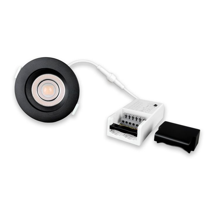 LED-alasvalo FTLIGHT Salla, 8W, 720lm, 3000–4000K, valintakytkimellä, 38°, IP44, himmennettävä, suunnattava, musta