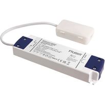 LED-vakiojännitelähde FTLIGHT, 24V, 30W, Triac-himmennettävä, IP20, kytkentäboksilla