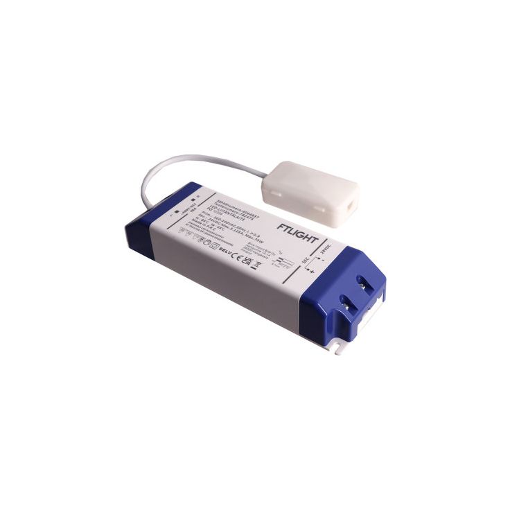 LED-vakiojännitelähde FTLIGHT, 24V, 75W, Triac-himmennettävä, IP20, kytkentäboksilla