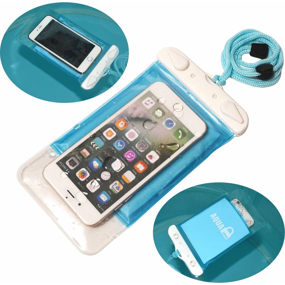 Kelluva ja vesitiivis kännykkäpussi Aqualock sininen