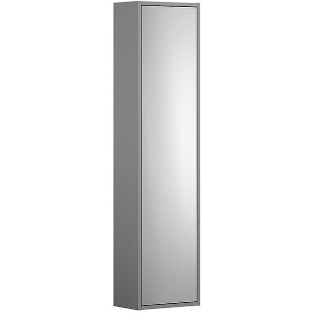 Kylpyhuoneen korkea kaappi Gustavsberg Artic Small, 23x35x138cm, peiliovella, tuhkanharmaa