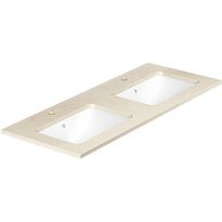 Pesuallas Gustavsberg Ducentic, kaksi allasta, kaksi hanareikää, 1190x470mm, komposiittikivi, beige