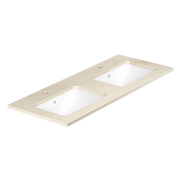 Pesuallas Gustavsberg Ducentic, kaksi allasta, kaksi hanareikää, 1190x470mm, komposiittikivi, beige