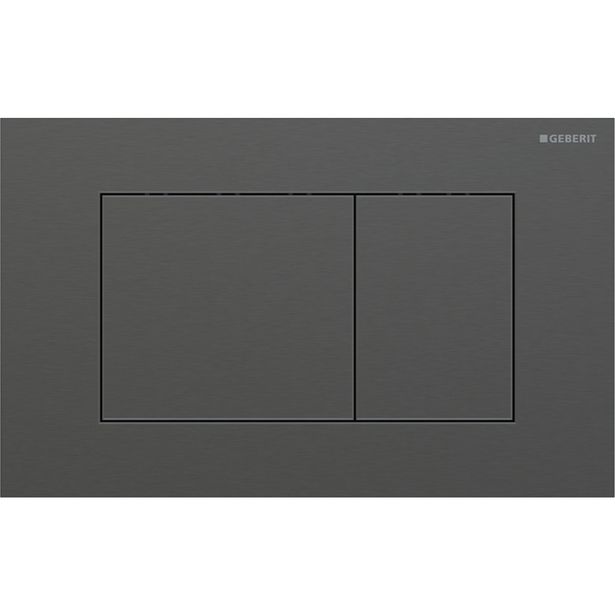 Huuhtelupainike Geberit Sigma40, kulmikas, 2-H, musta kromi / harjattu, easy-to-clean