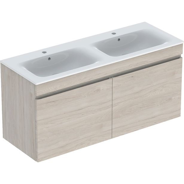 Allaskaappi kaksoisaltaalla Geberit Renova Plan, 622x1300mm, hikkoripuu vaalea