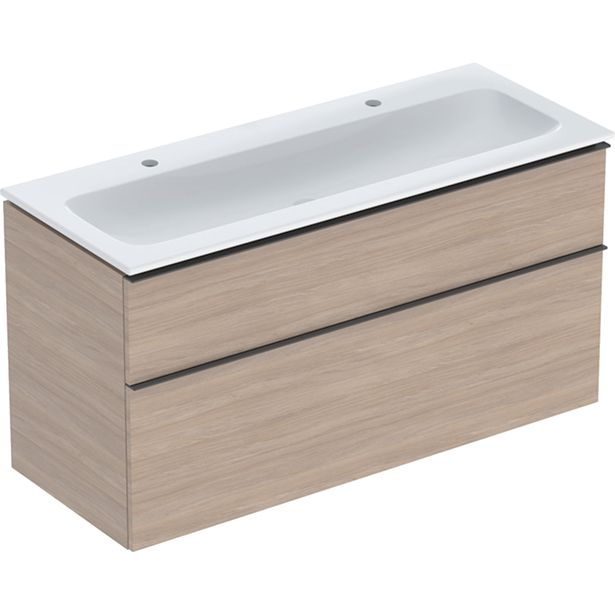 Allaskaappi kaksoisaltaalla Geberit iCon, 630x1200mm, allaskytkennällä, tammi 